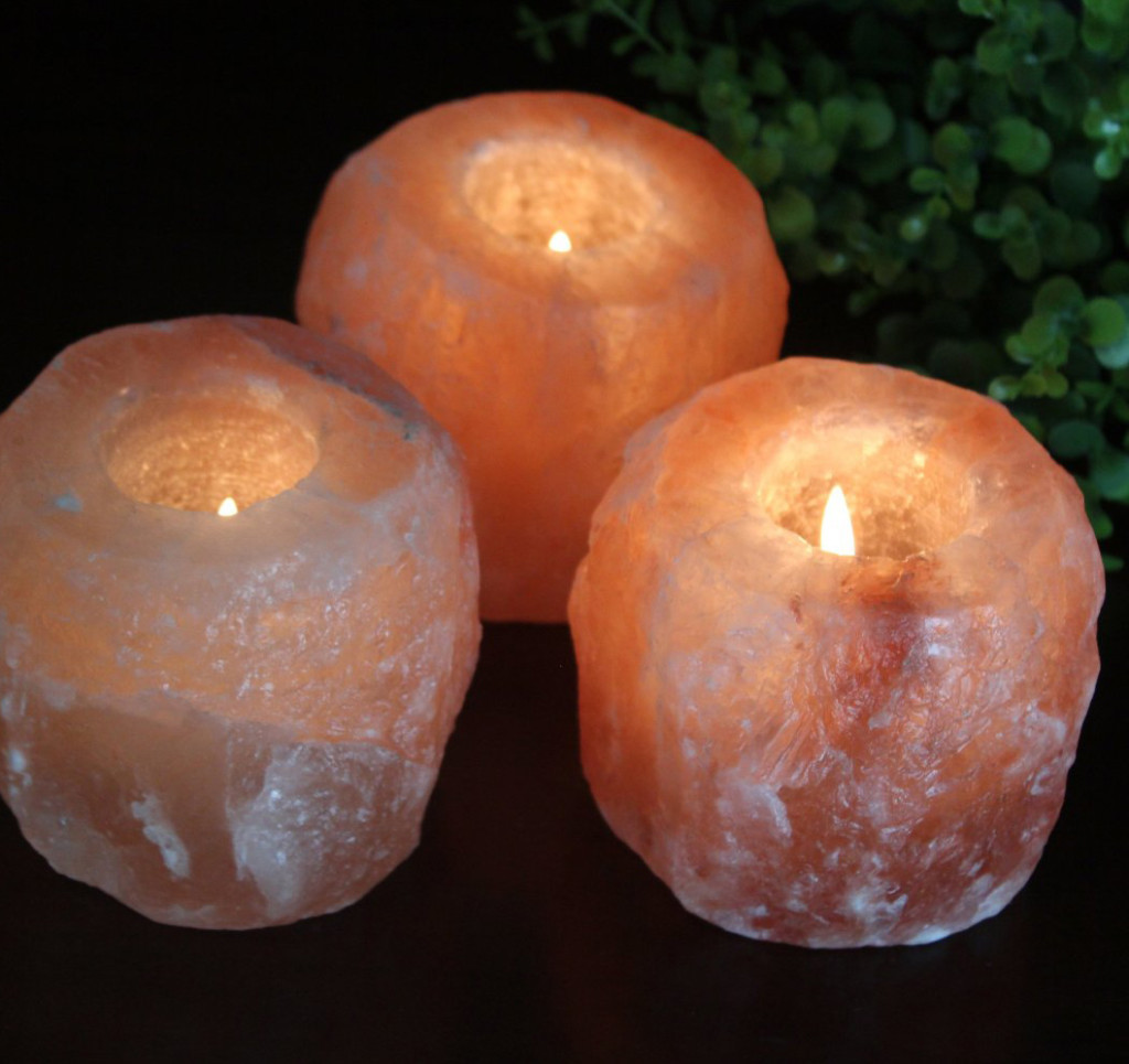 Natural Himalayan Salt Crystal Candle Holders